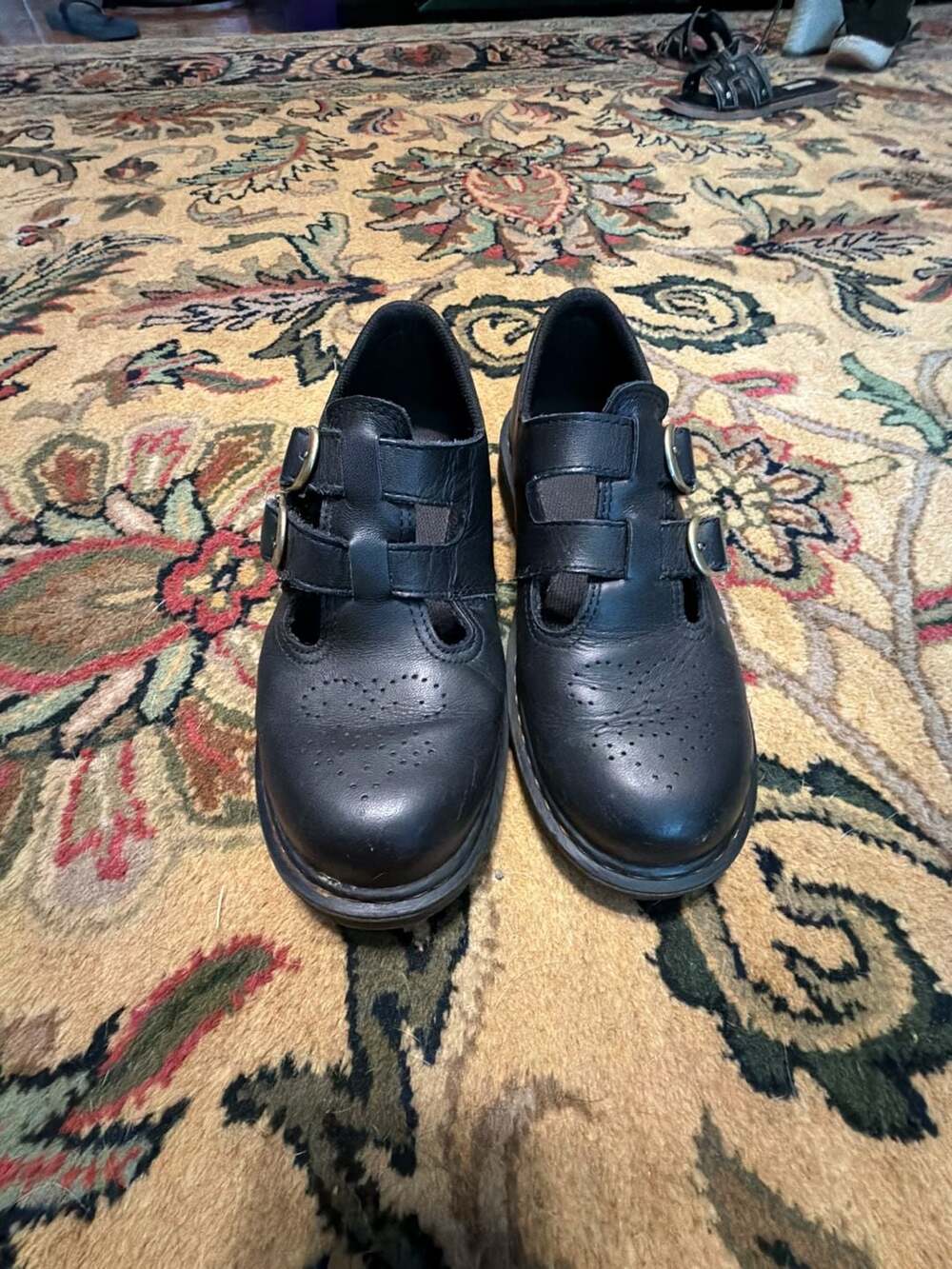 Dr. Martens Black Leather Double Strap Mary Jane Shoes